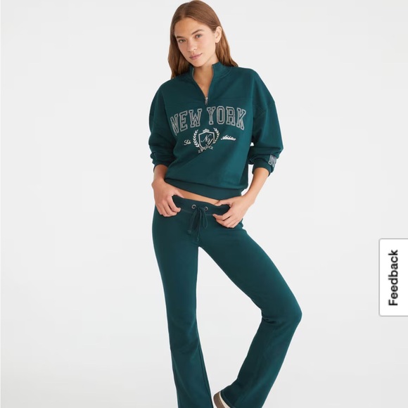 Preppy New York soho athletics Green Half-Zip Sweater - Picture 3 of 10